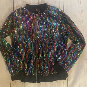 Multicolor sequined bomber jacket